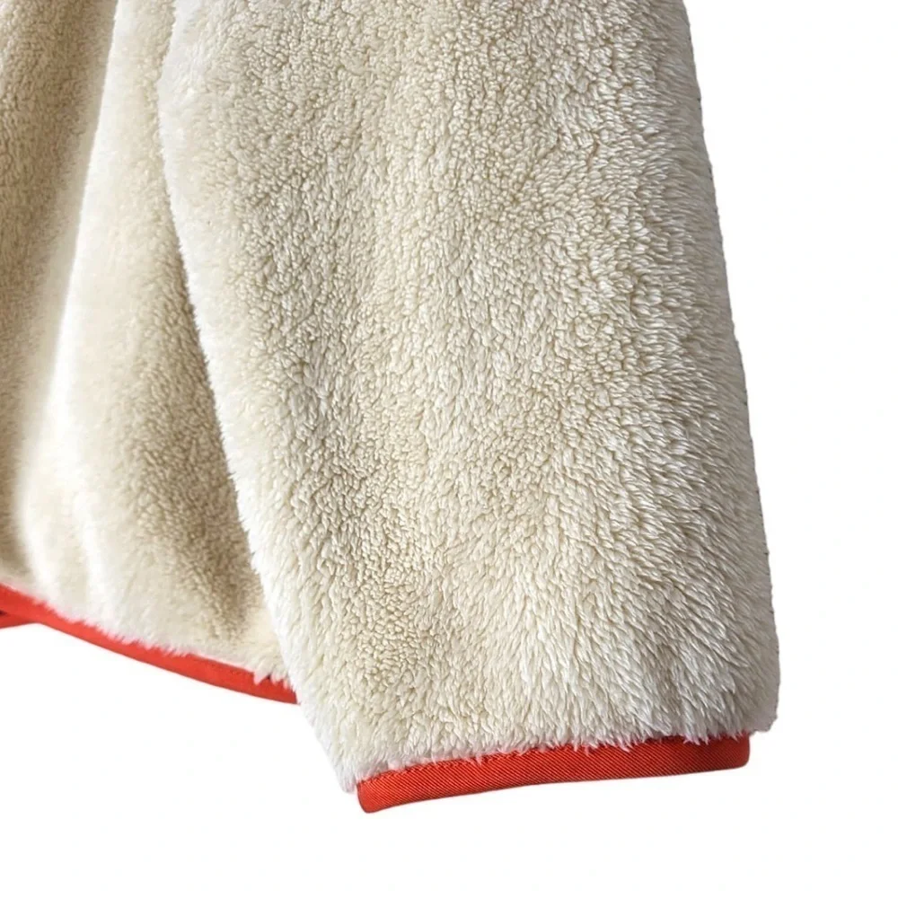NEW J. Crew Weekend Superplush Sherpa Full-Zip Jacket in Colorblock Cream Orange - Picture 10 of 15